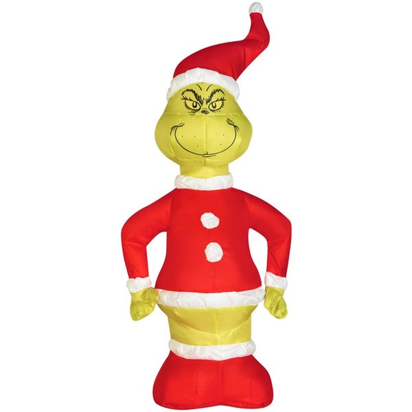 Dr. Seuss Gemmy Multicolored Airdorable Grinch in Santa Suit Table Top Decoration 119271